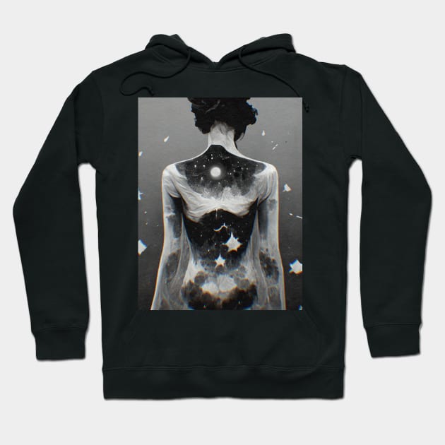 STARGIRL Celestial Double Exposure Digital Painting Hoodie by DXTROSE